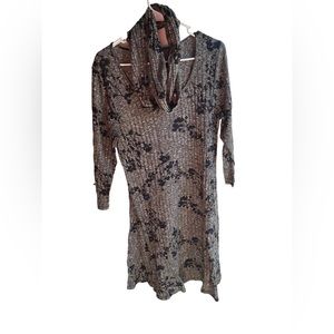 Allison Brittney Long Sleeve Dress With Scarf XL